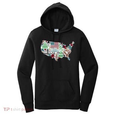 Retro USA State Map of America Women's Hoodie