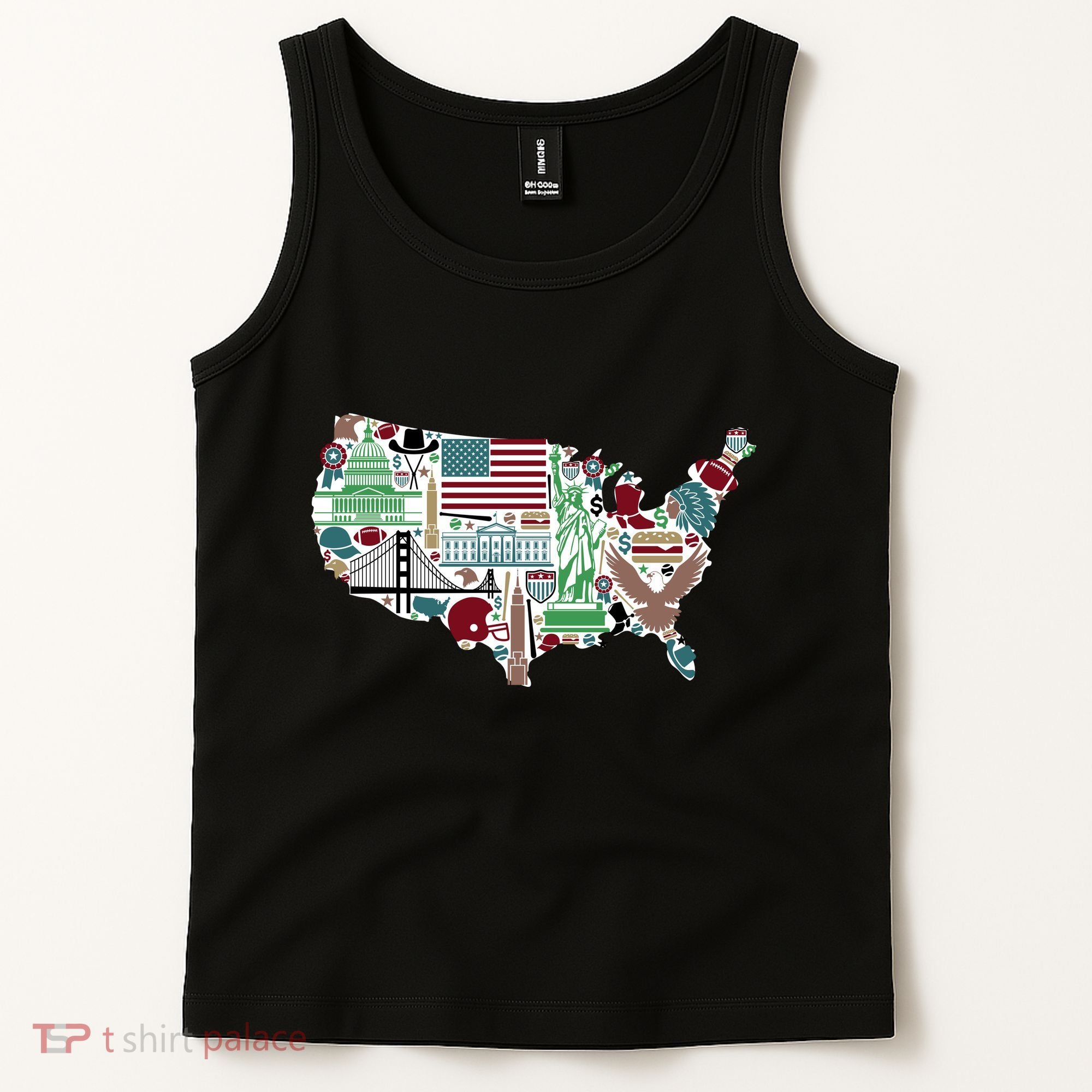Retro USA State Map of America Tank Top