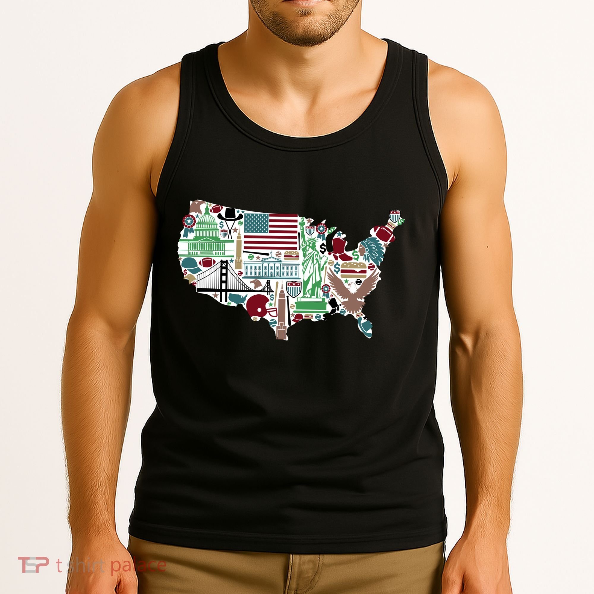 Retro USA State Map of America Tank Top