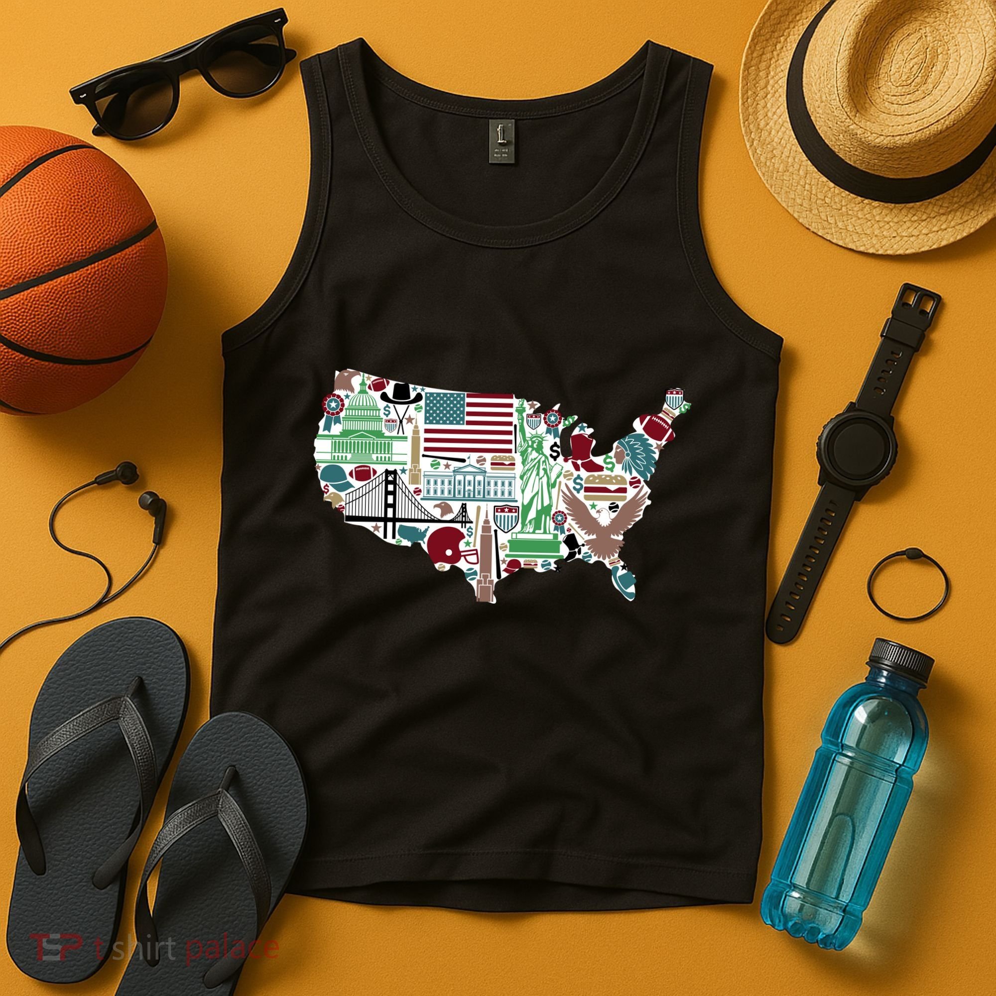 Retro USA State Map of America Tank Top