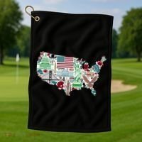 Retro USA State Map of America Golf Towel thumb 1