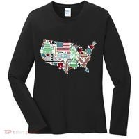 Retro USA State Map of America Women's Long Sleeve Shirt thumb 0