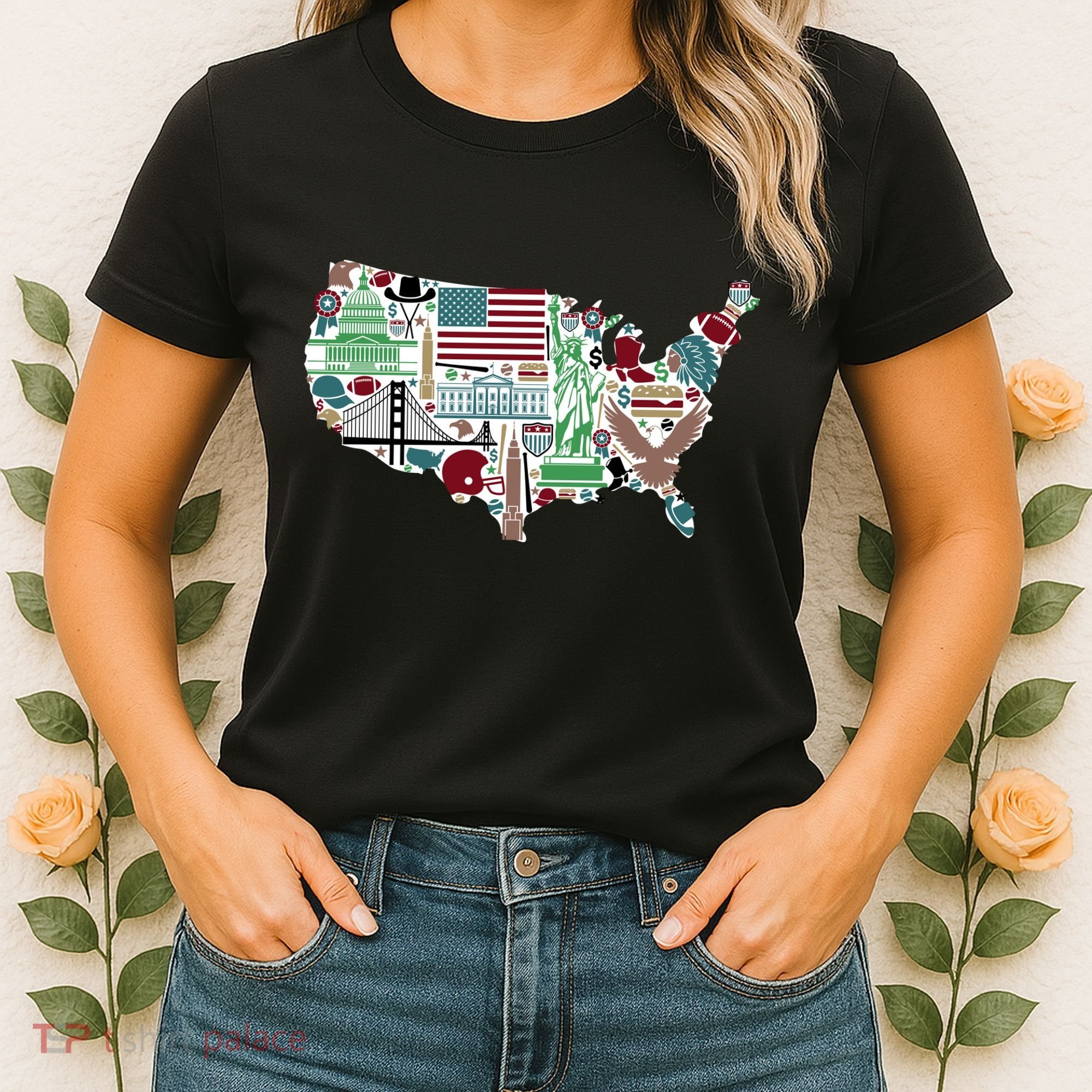 Retro USA State Map of America Women's T-Shirt