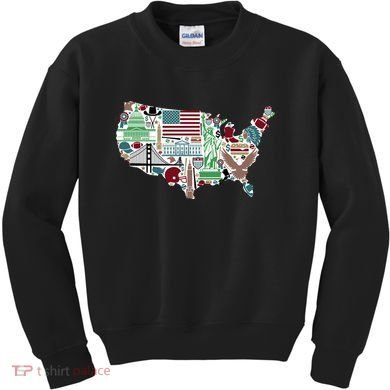 Retro USA State Map of America Kids Sweatshirt