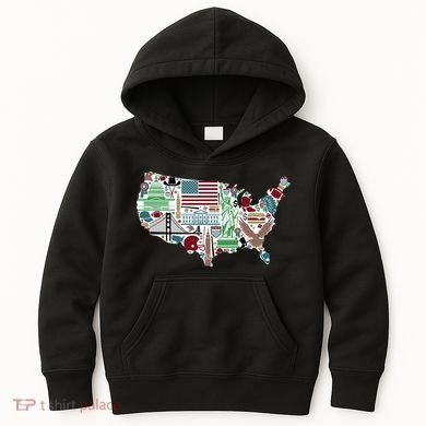 Retro USA State Map of America Kids Hoodie