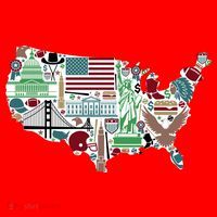 Retro USA State Map of America Santa Hat thumb 1