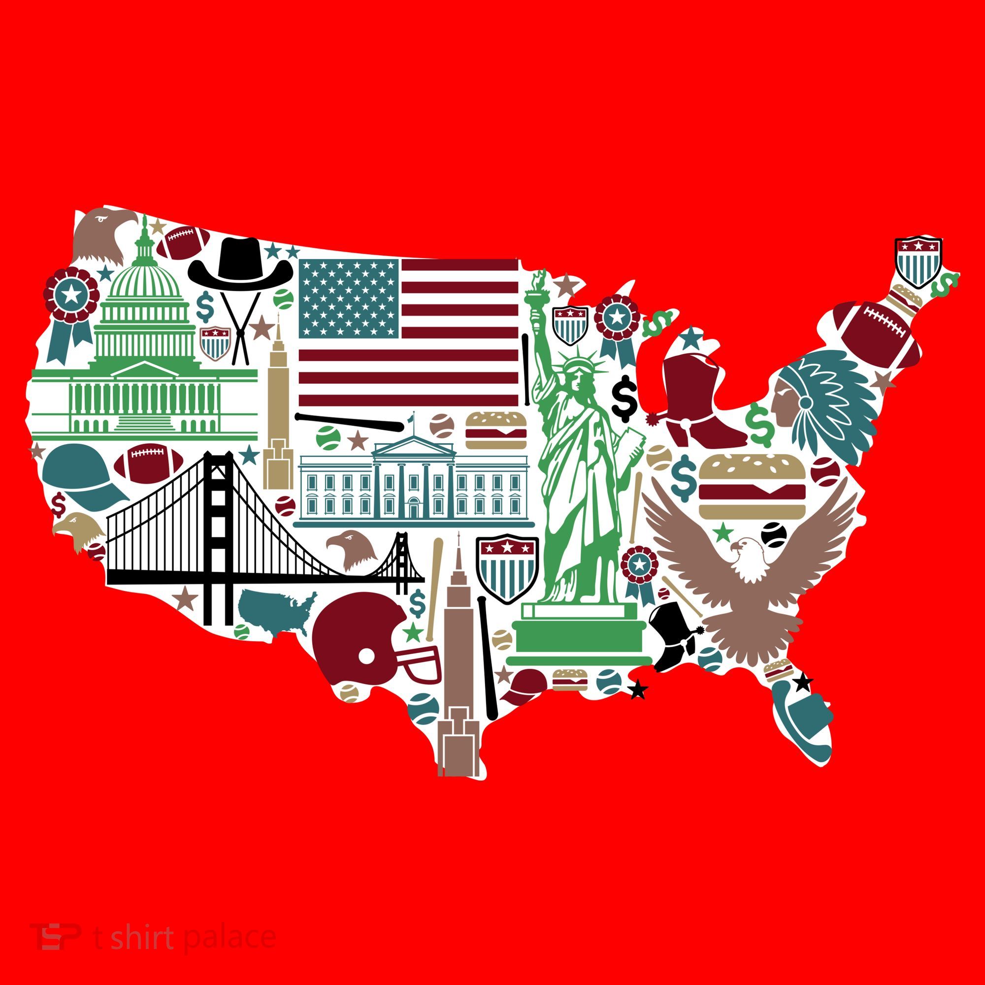 Retro USA State Map of America Santa Hat