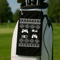 Retro Video Game Ugly Christmas Golf Towel thumb 2