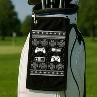 Retro Video Game Ugly Christmas Golf Towel thumb 2