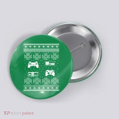 Retro Video Game Ugly Christmas Button
