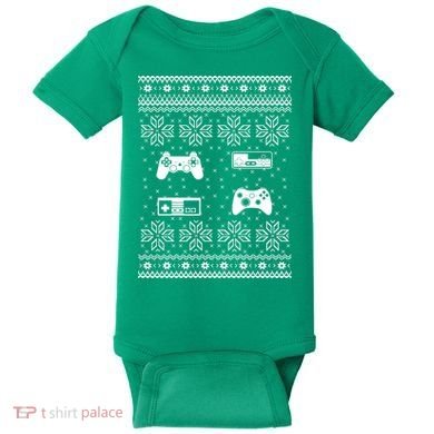 Retro Video Game Ugly Christmas Baby Bodysuit