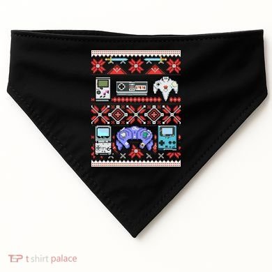 Retro Video Games Ugly Christmas Sweater USA-Made Doggie Bandana