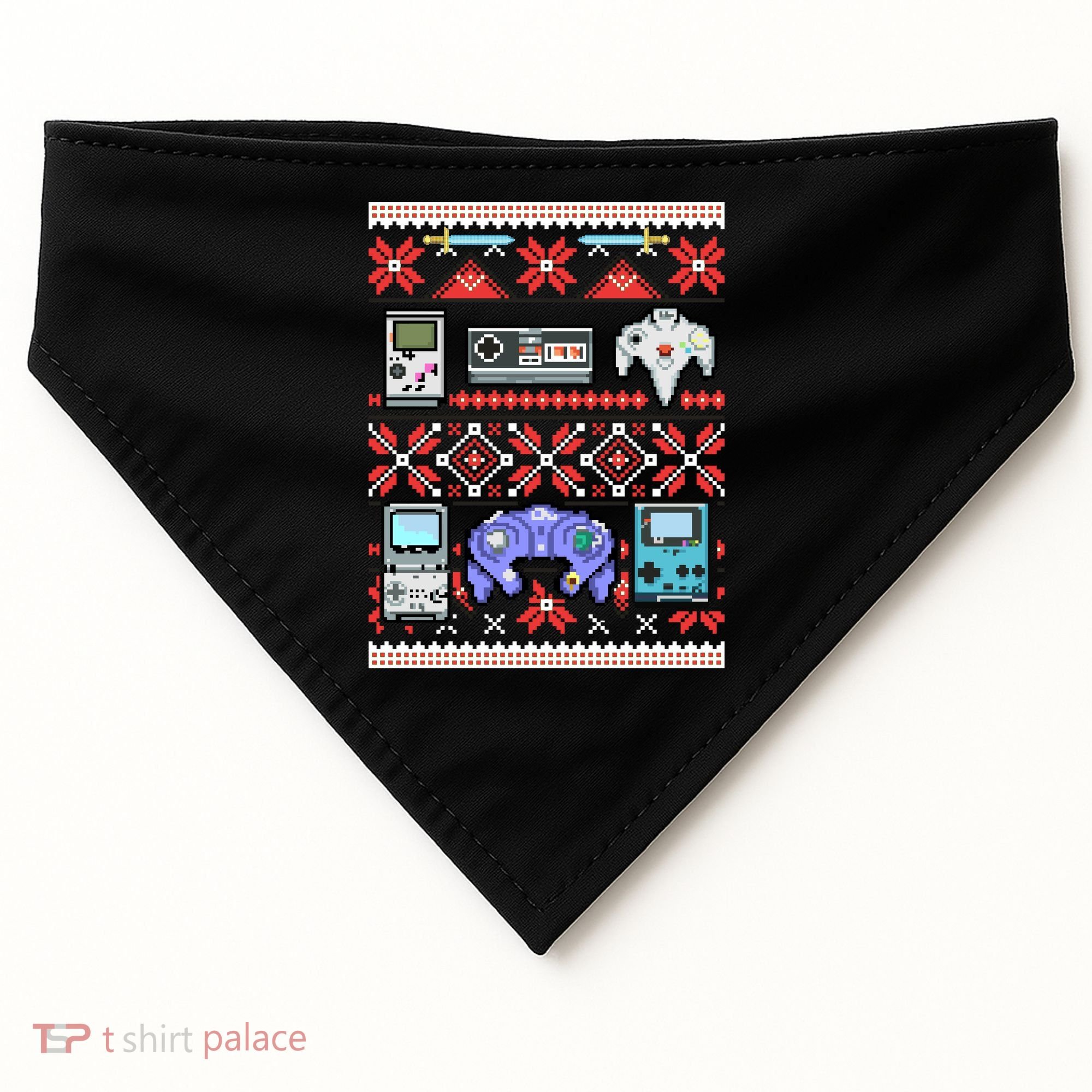 Retro Video Games Ugly Christmas Sweater USA-Made Doggie Bandana