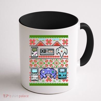 Retro Video Games Ugly Christmas Sweater Coffee Mug back