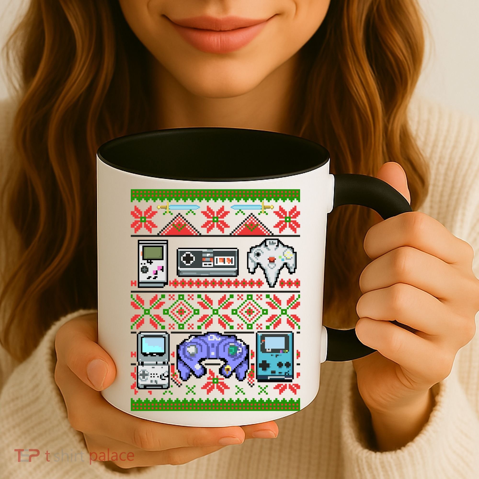 Retro Video Games Ugly Christmas Sweater Coffee Mug