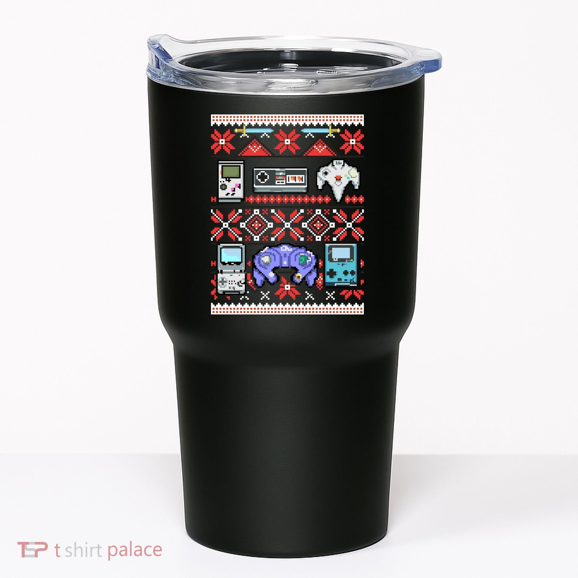 Retro Video Games Ugly Christmas Sweater Tumbler