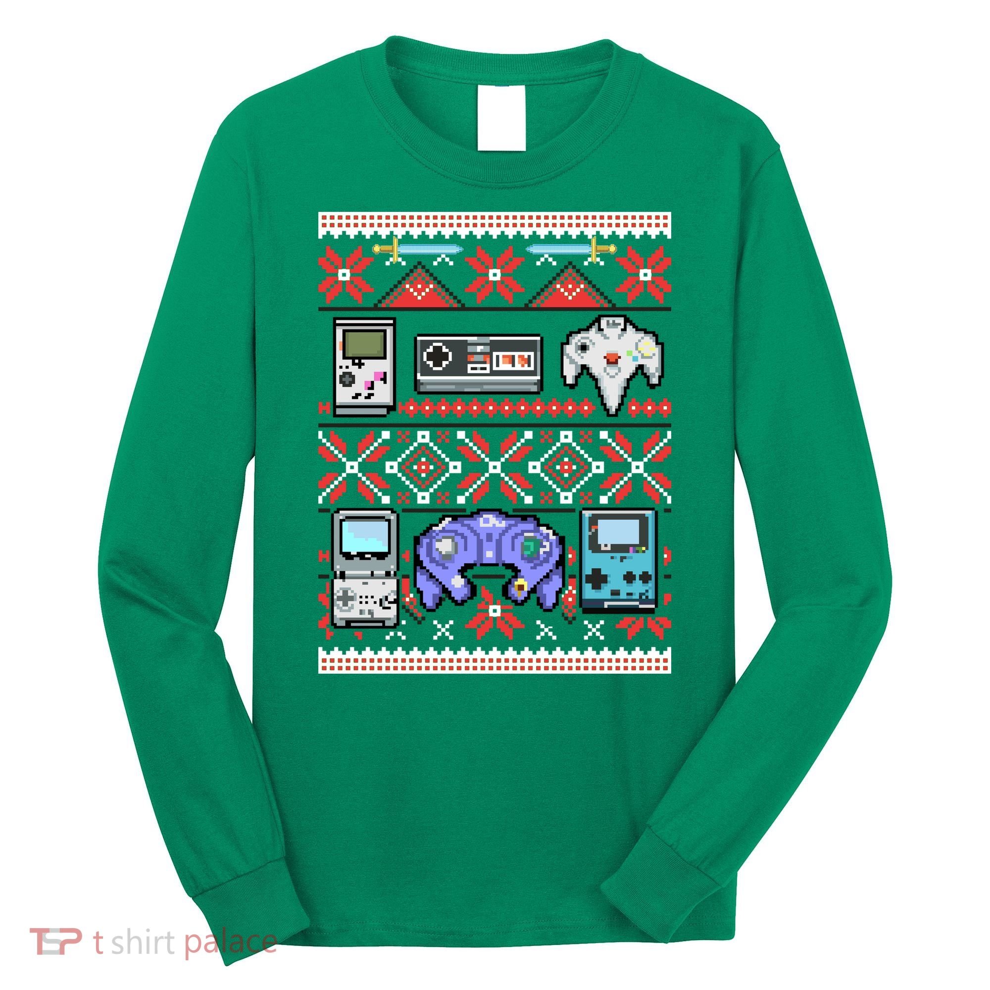 Retro Video Games Ugly Christmas Sweater Long Sleeve Shirt