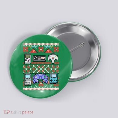Retro Video Games Ugly Christmas Sweater Button