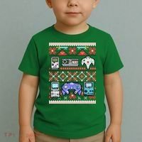 Retro Video Games Ugly Christmas Sweater Toddler T-Shirt thumb 2