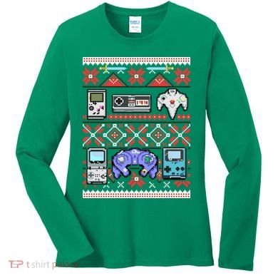 Retro Video Games Ugly Christmas Sweater Women's Long Sleeve Shirt