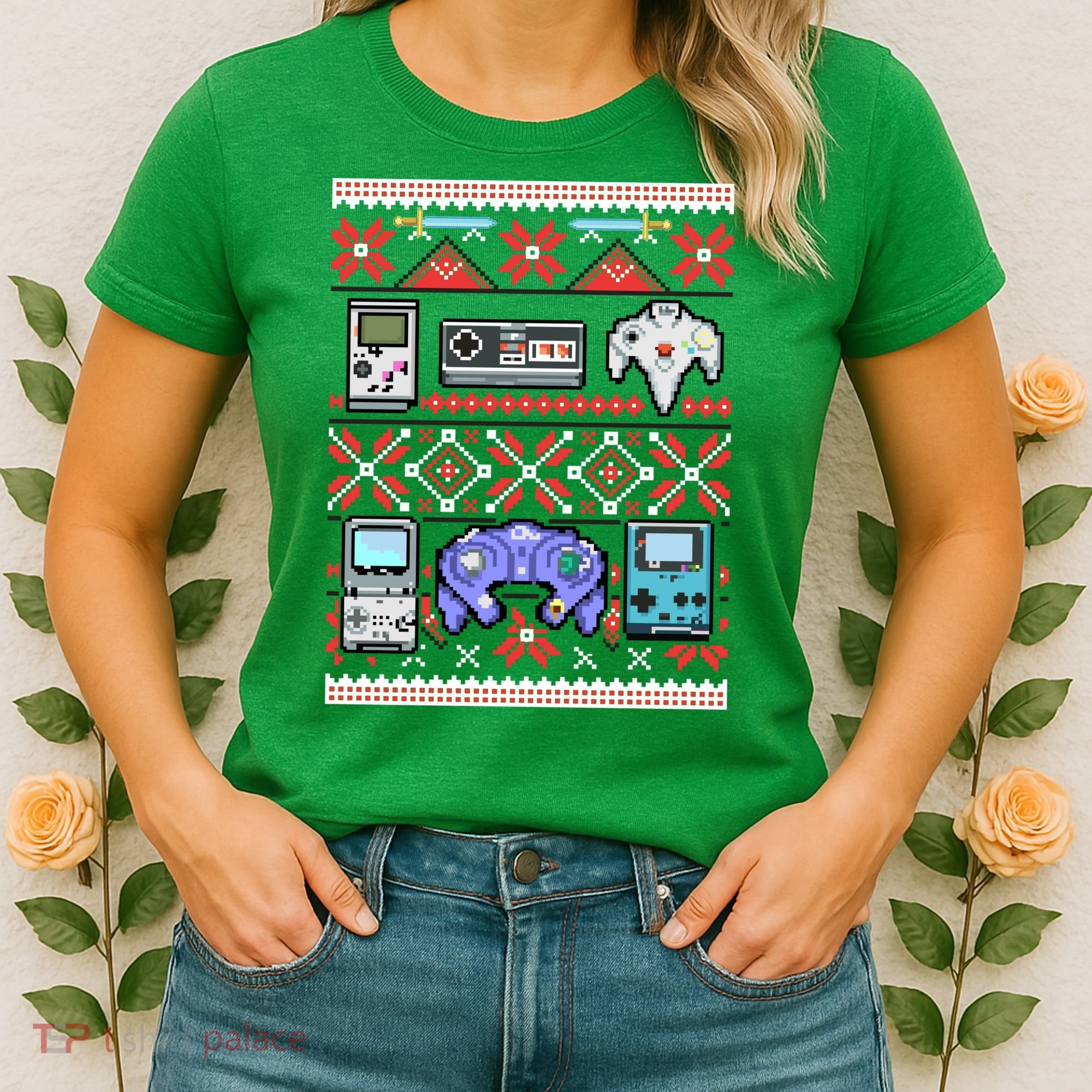 Retro Video Games Ugly Christmas Sweater Women's T-Shirt