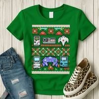 Retro Video Games Ugly Christmas Sweater Women's T-Shirt thumb 3