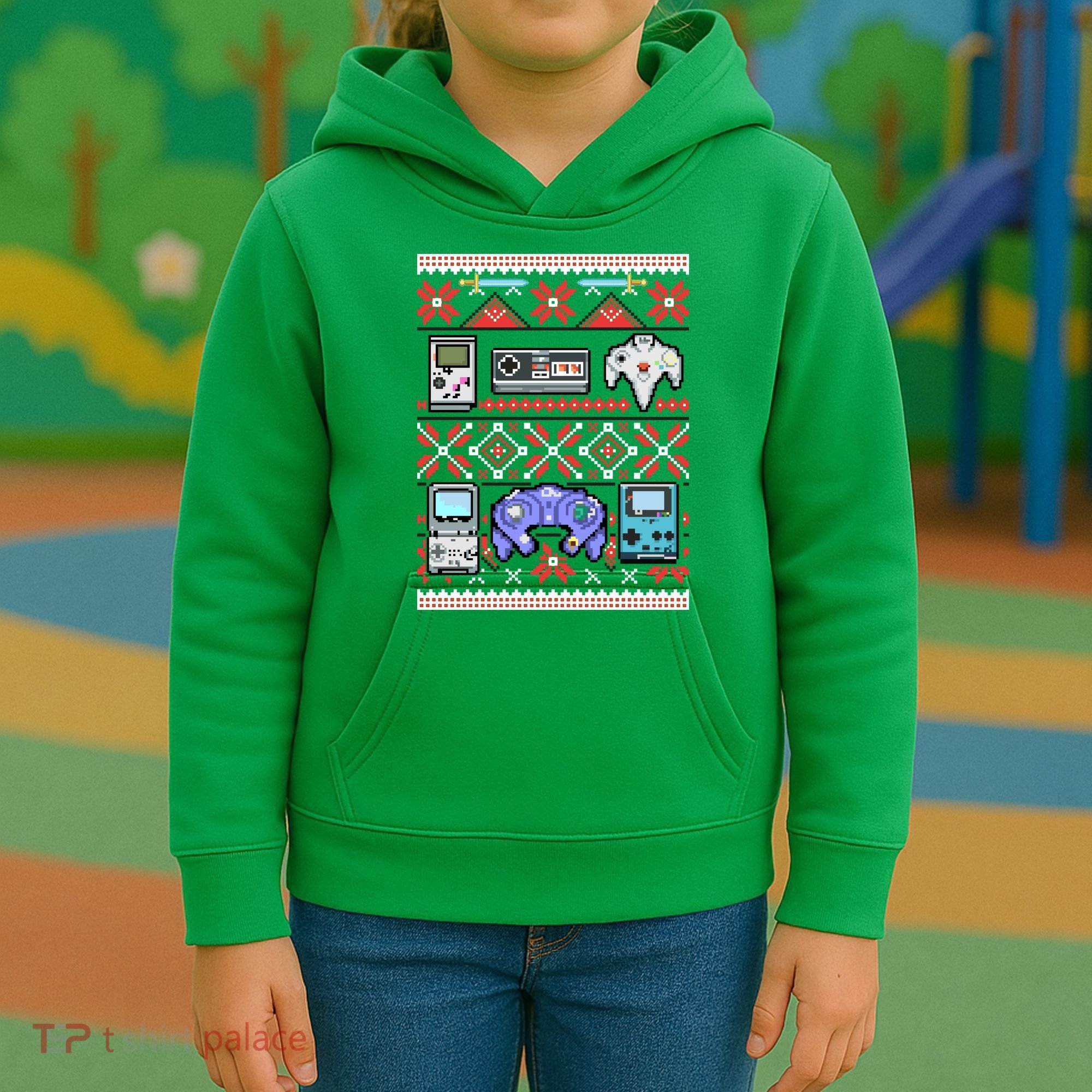 Retro Video Games Ugly Christmas Sweater Kids Hoodie