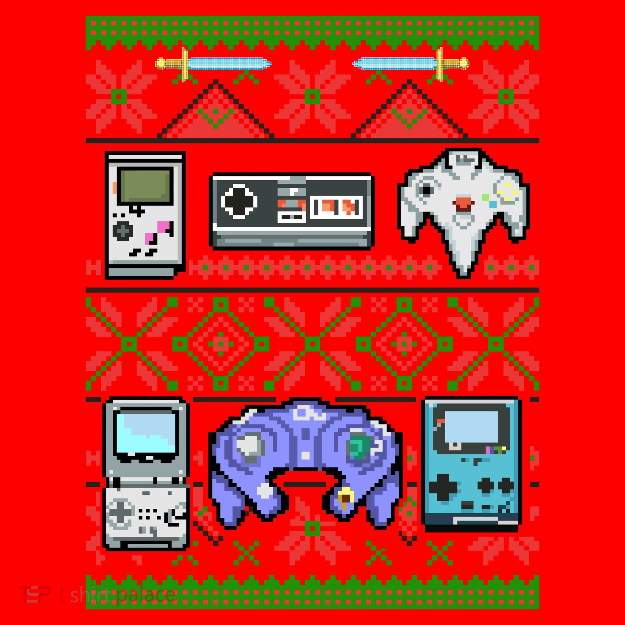 Retro Video Games Ugly Christmas Sweater Santa Hat