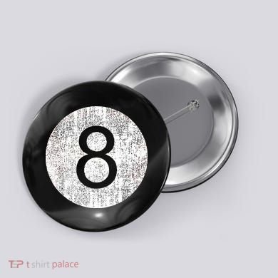 Retro Vintage 8 Ball Logo Button