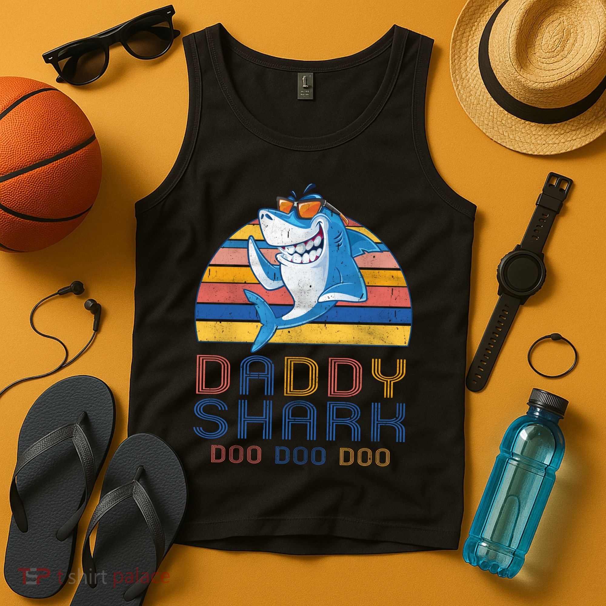 Retro Vintage Daddy Shark Doo Tank Top