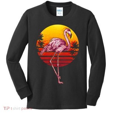 Retro Vintage Flamingo  Kids Long Sleeve Shirt