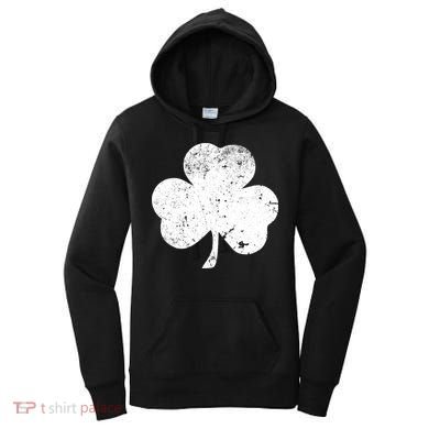 Retro Vintage Irish Distressed Shamrock St. Patrick's Day Women's Hoodie