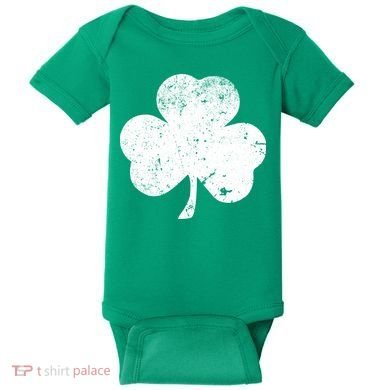 Retro Vintage Irish Distressed Shamrock St. Patrick's Day Baby Bodysuit