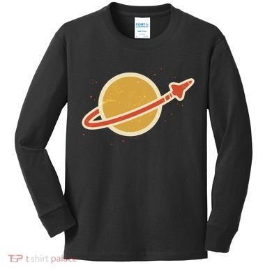 Retro Vintage Planet Space Shuttle Logo Kids Long Sleeve Shirt