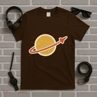 Retro Vintage Planet Space Shuttle Logo T-Shirt thumb 5