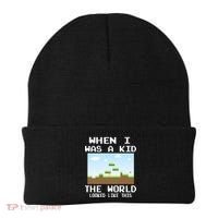 Retro When I Was A Kid The World Look Like This Beanie thumb 0