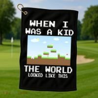 Retro When I Was A Kid The World Look Like This Golf Towel thumb 1