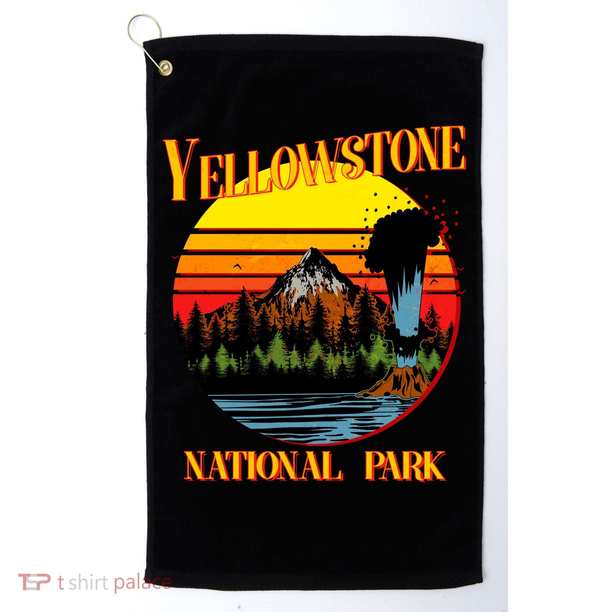 Retro Yellowstone National Park Golf Towel