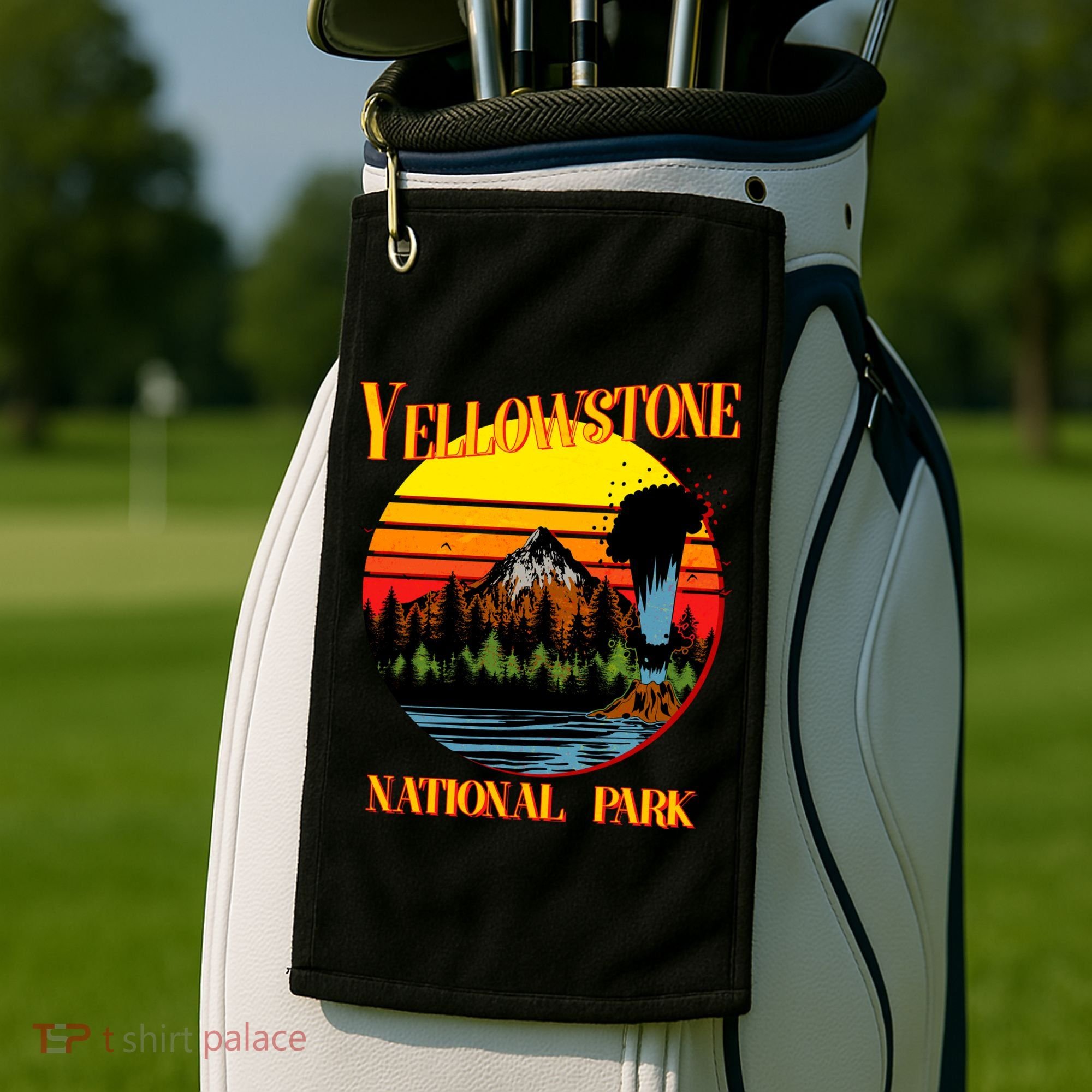 Retro Yellowstone National Park Golf Towel