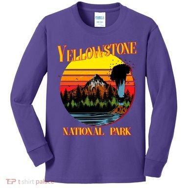 Retro Yellowstone National Park Kids Long Sleeve Shirt