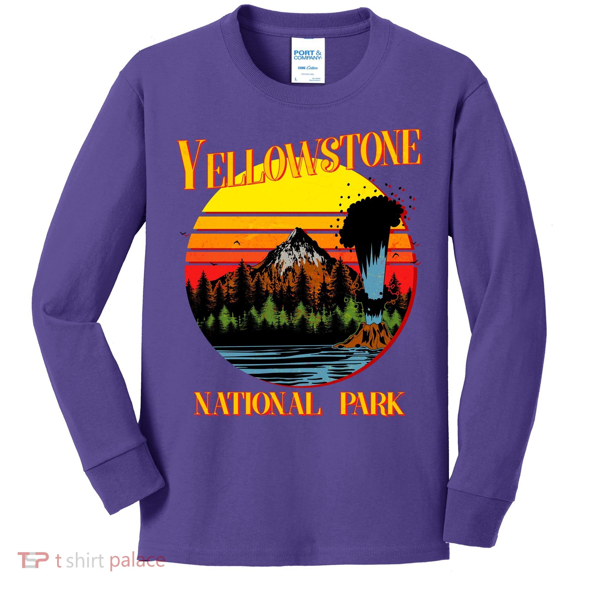 Retro Yellowstone National Park Kids Long Sleeve Shirt
