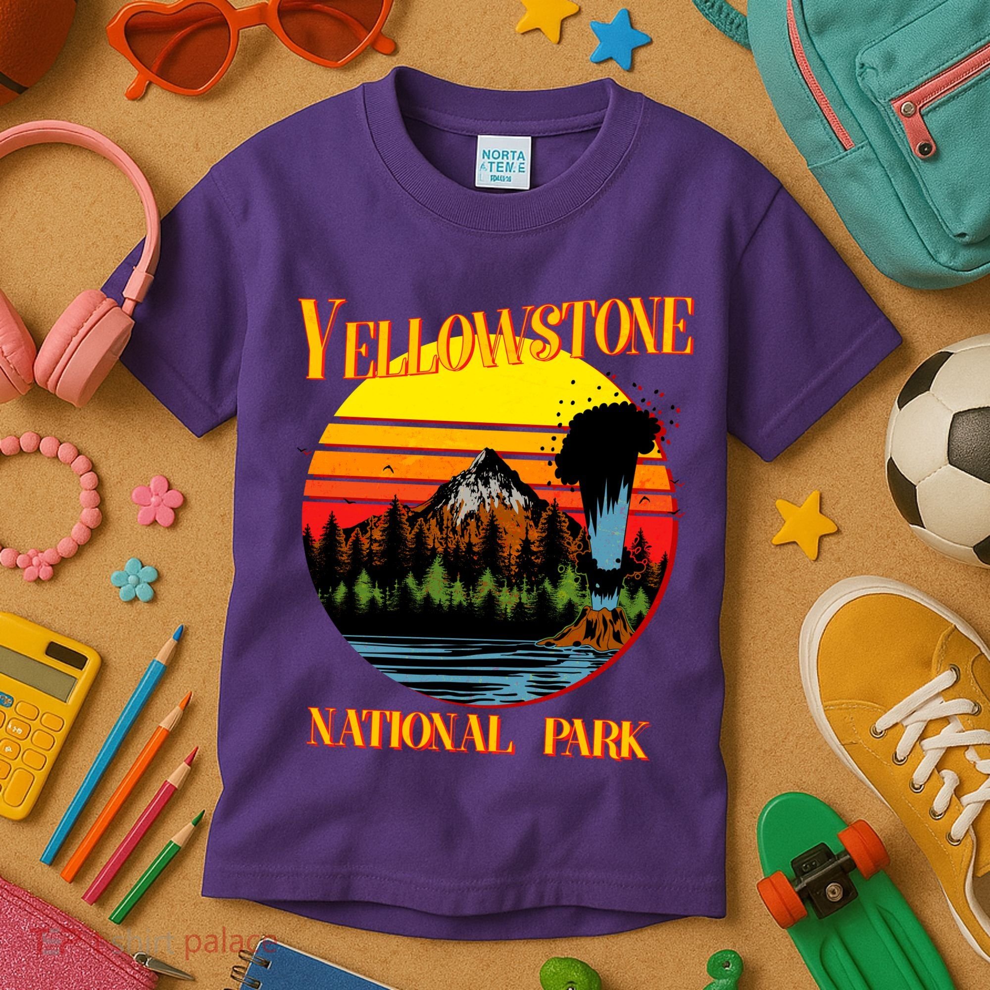 Retro Yellowstone National Park Kids T-Shirt