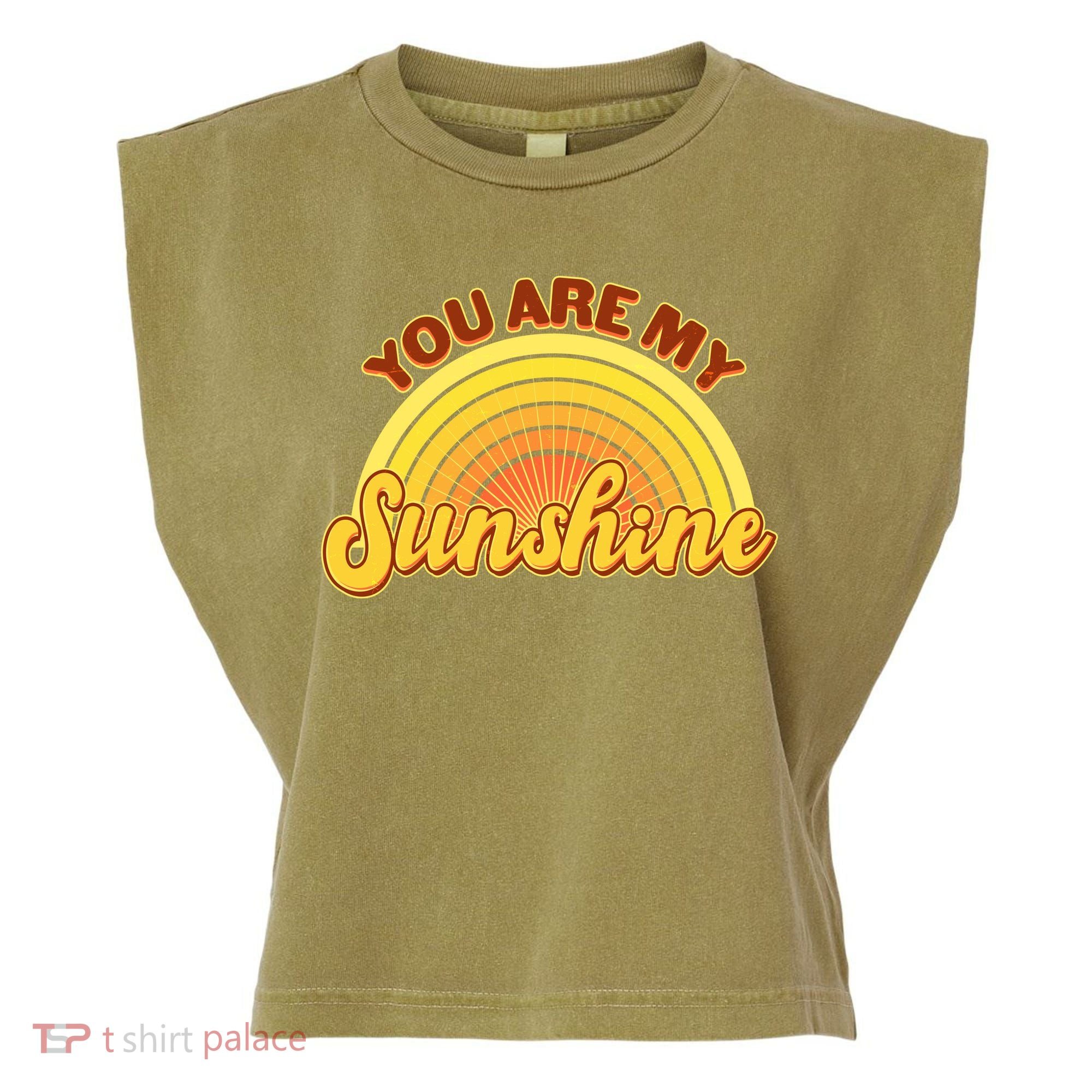 Retro You Are My Sunshine Sunbow Garment-Dyed Women's Muscle Tee
