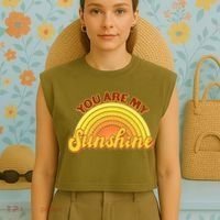 Retro You Are My Sunshine Sunbow Garment-Dyed Women's Muscle Tee thumb 4