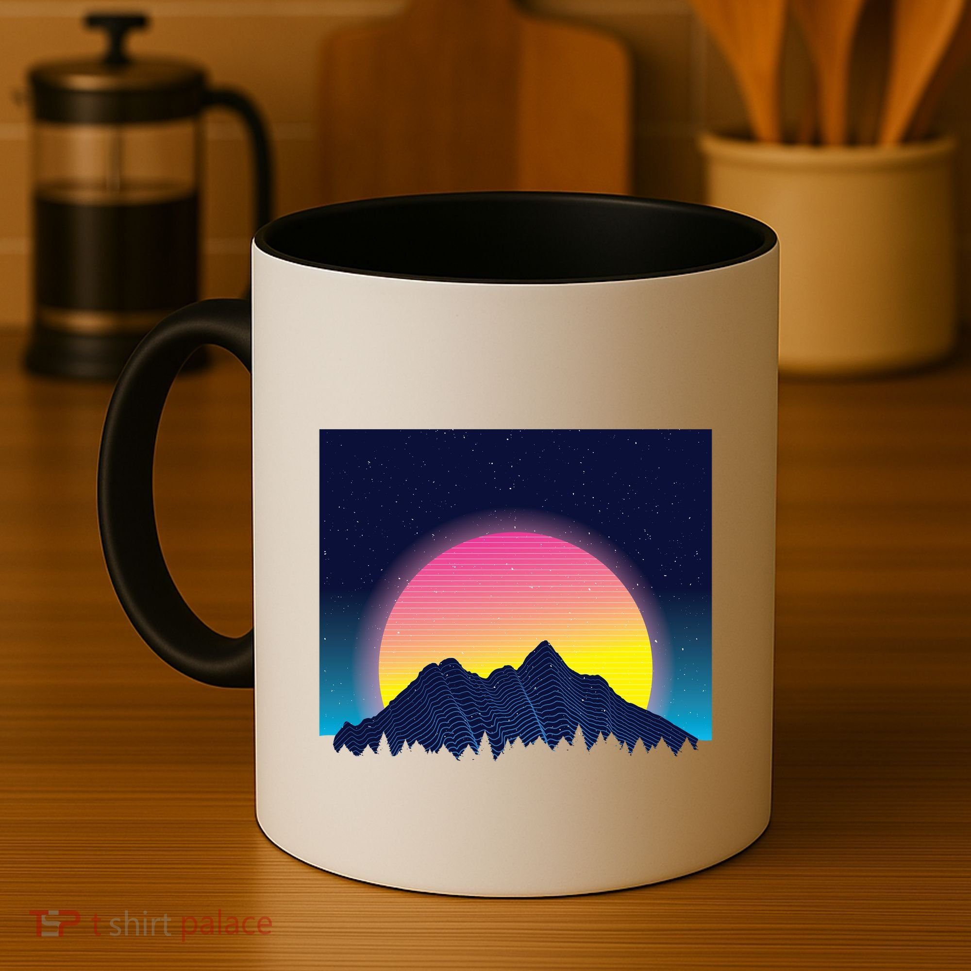 Retrowave Mountains Coffee Mug