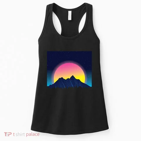 Retrowave Mountains Women's Tank Top in the selected color