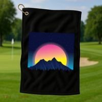 Retrowave Mountains Golf Towel thumb 1