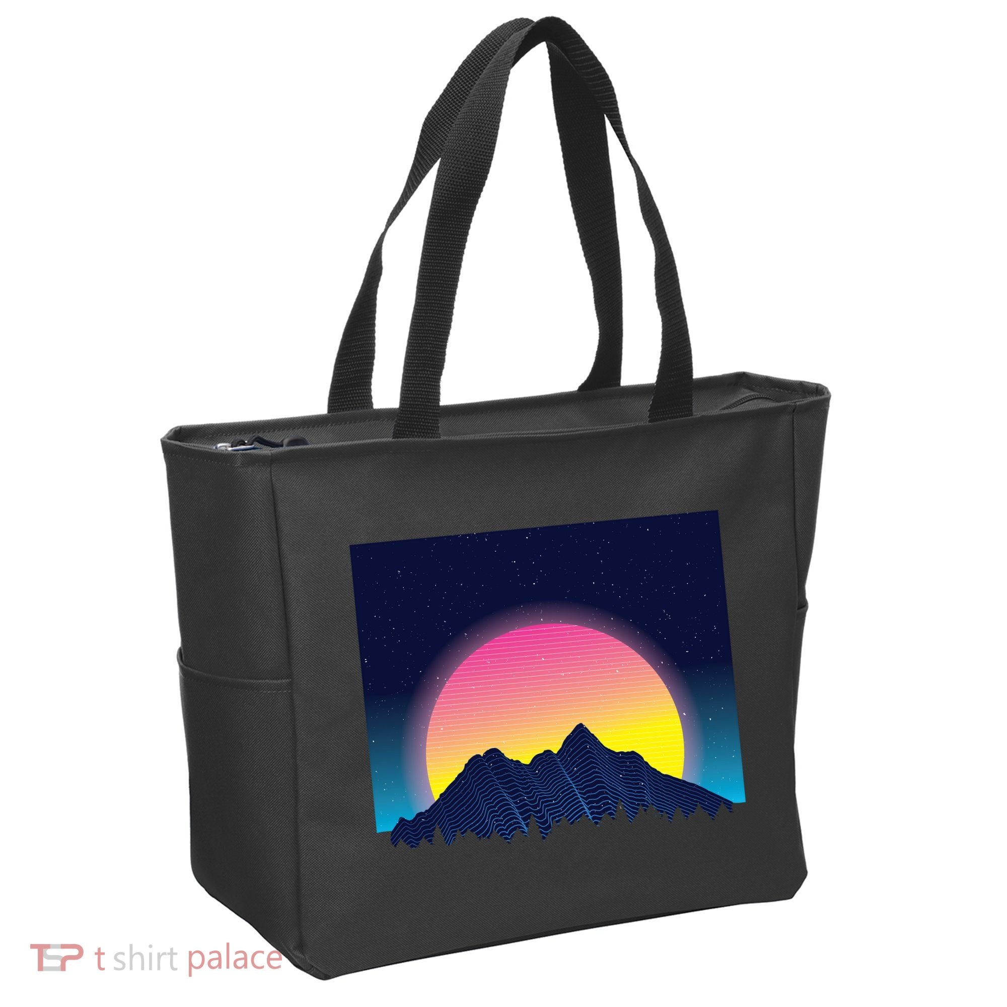 Retrowave Mountains Tote Bag