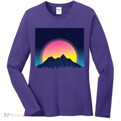 Retrowave Mountains Women's Long Sleeve Shirt