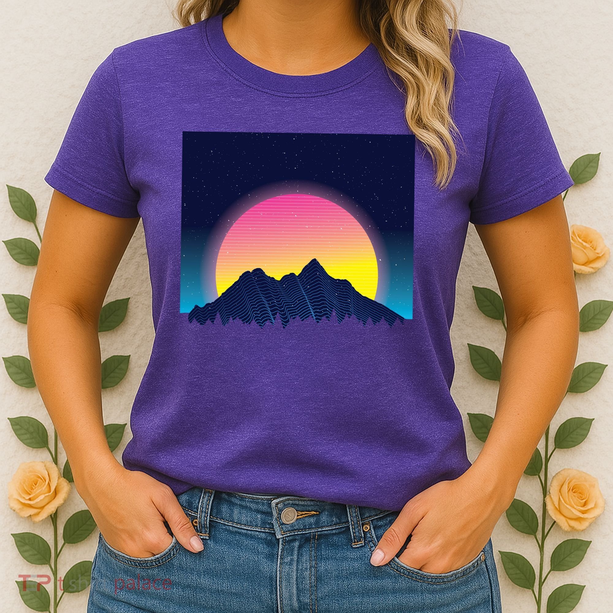 Retrowave Mountains Women's T-Shirt